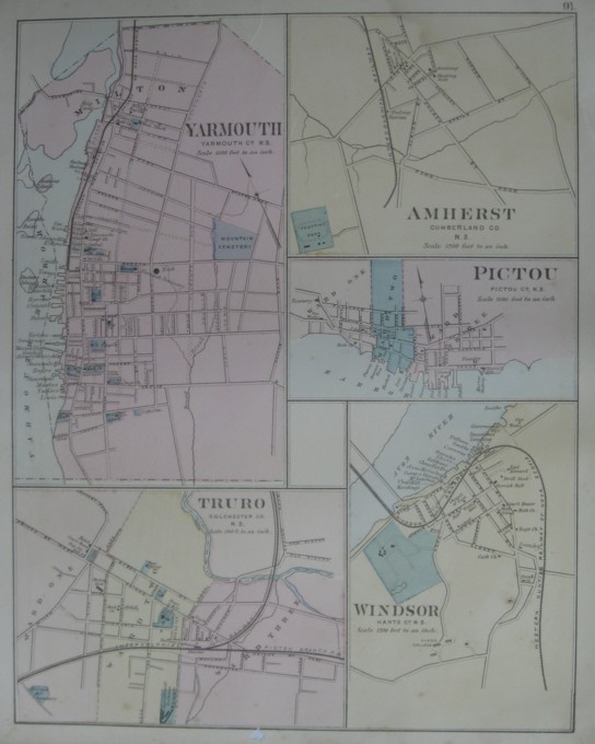 Map Five towns in Nova Scotia. 16 x 13 [Plate 91] Single sheet with