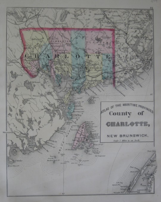 Image for Map: County of Charlotte, New Brunswick.  16 x 13 [Plate #33] Single sheet with some topographic detail