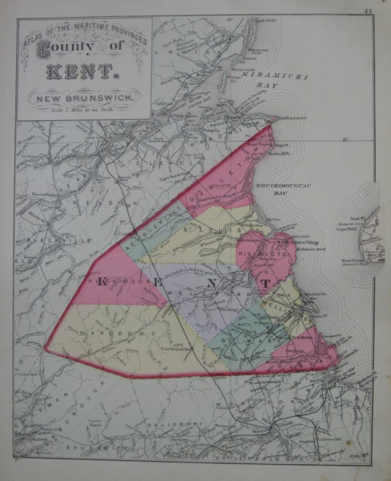 Image for Map: County of Kent, New Brunswick.  16 x 13 [Plate #41] Single sheet with some topographic detail