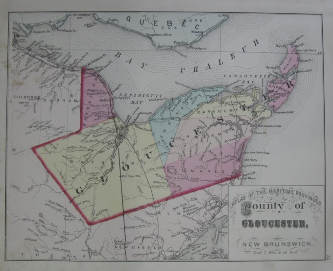 Image for Map: County of Gloucester, New Brunswick.  16 x 13 [Plate #35] Single sheet with some topographic detail