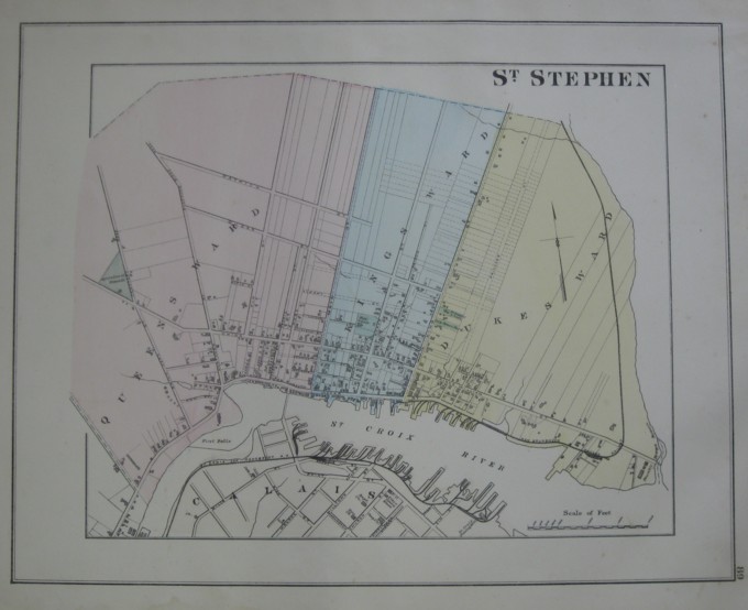 Map Of St Stephen Nb Map: (Town Of) St. Stephen, New Brunswick. 16 X 13 [Plate #89] Single Sheet  With Some Topographic Detail- Showing Street Plan & Wards