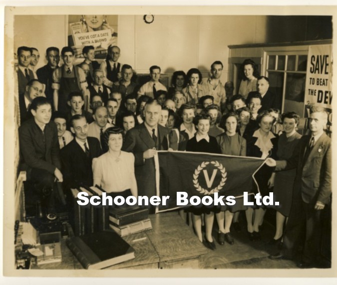 Image for Photograph of Group with Victory Bond Flag in Office with Posters 1940's