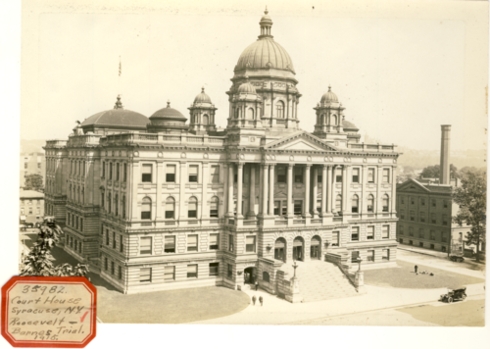 Image for Photograph of Syracuse Court House (New York) (Sticker reads Court House Syracuse NY Roosevelt-Barnes Trial 1915)