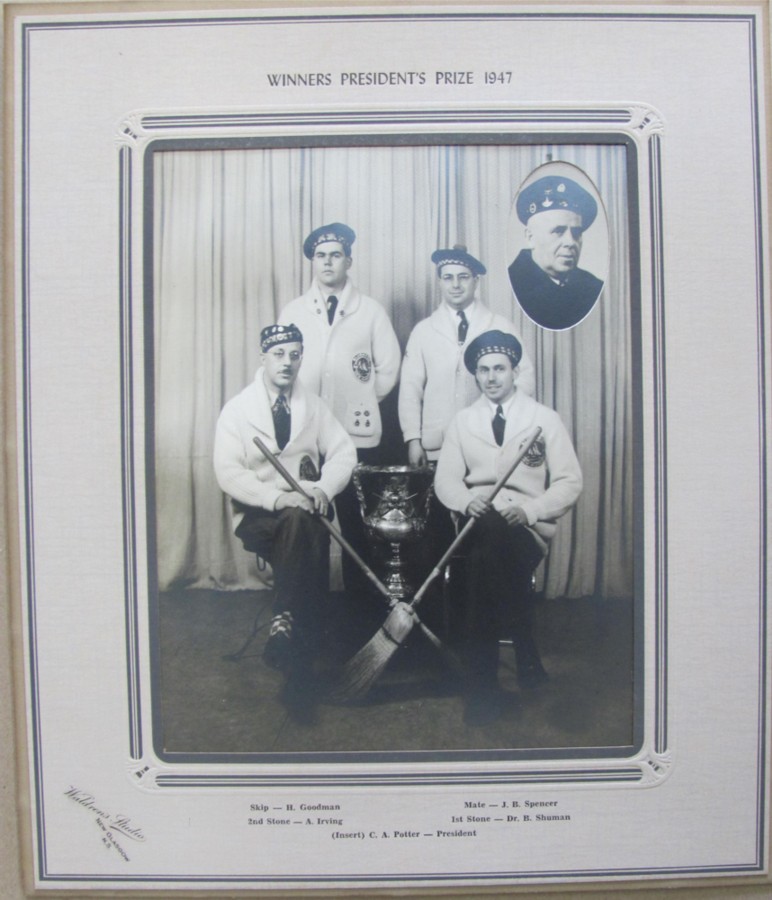 Image for Photograph of Winners President's Prize 1947 with Waldren's Studio New Glasgow engraved on mat along with names of the curlers and the President (of Club)