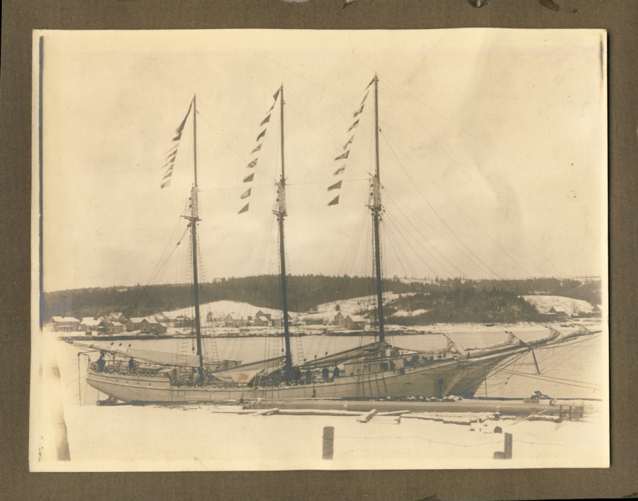 Image for Photograph of three mast sailing ship in the LaHave River