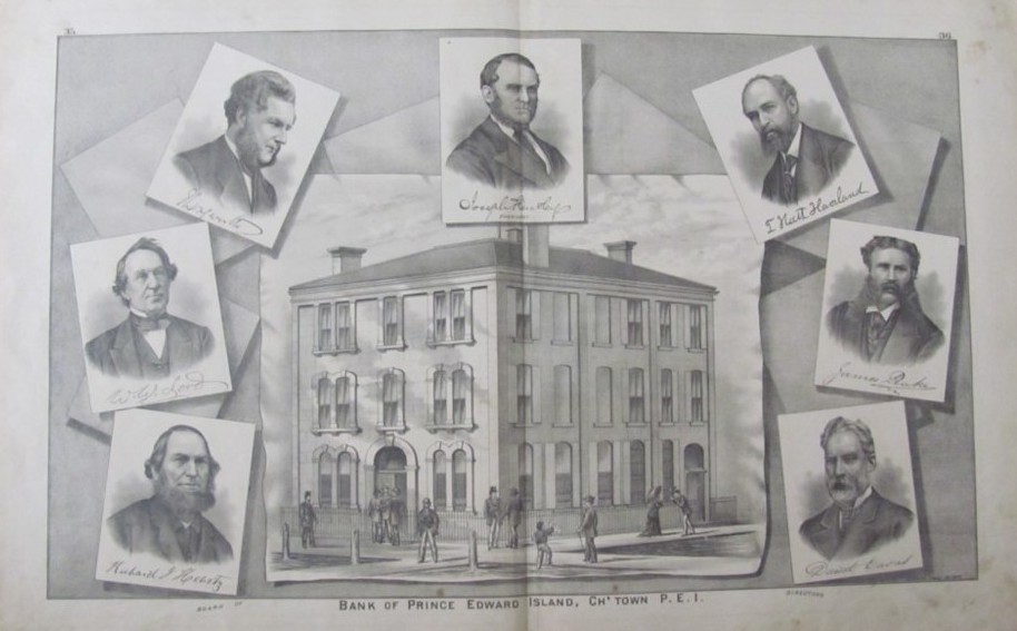 Image for An Engraving of the Bank of Prince Edward Island with the Board  of Directors