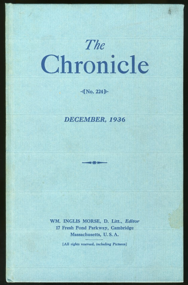 Image for The Chronicle {No.224} December, 1936 Antiquarian number